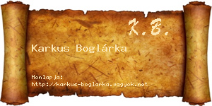 Karkus Boglárka névjegykártya